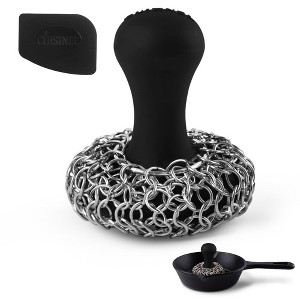 Cuisinel Cast Iron Chainmail Scrubber & Pan Scraper - Stainless Steel/Silicone Cleaner for Skillets & Pots, Ergonomic, Easy to Use, Dishwasher Safe - 1 of 4