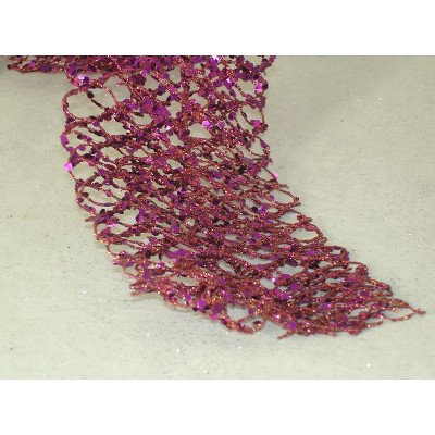 Ganz 5' x 3.5" Unlit Purple Sugared Fruit Glittered and Wired Net Christmas Garland