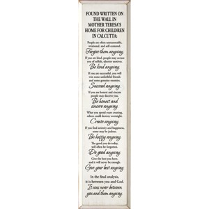 Slickblue Rustic Wooden Wall Sign – Mother Teresa Do It Anyway Quote – Motivational Home Decor 9x36, Color Options - 1 of 3