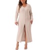 Agnes Orinda Women's Plus Size V Neck Long Sleeve Button Down Ribbed Knit Bodycon Midi Sweater Dresses - 2 of 4