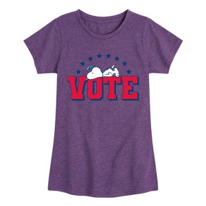 Girls' - Peanuts - Vote Snoopy Fitted Short Sleeve Graphic T-Shirt - 1 of 4