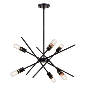 Vaxcel Halsted 6 - Light Pendant in  Black/Satin Brass - 1 of 4