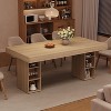 Light Oak Large Dining Table with Dual Side Storage, Double Pedestal Wooden Kitchen Table for Dining Room & Kitchen - 3 of 4