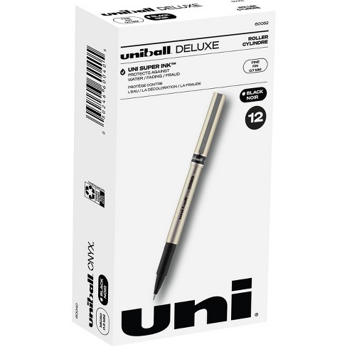 uniball Deluxe Rollerball Pens Fine Pen Point 0.7 mm Pen Point Size Black Champagne Barrel - Pack of 12 - image 1 of 4