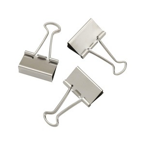 Staples Satin Silver Metal Binder Clips Medium 1 1/4" Size with 5/8" Cap 24/PK 329497 - 1 of 1