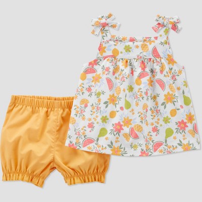 Image of Carter's Just One You®️ Baby Girls' Lemon Top & Bottom Set - Yellow 3M