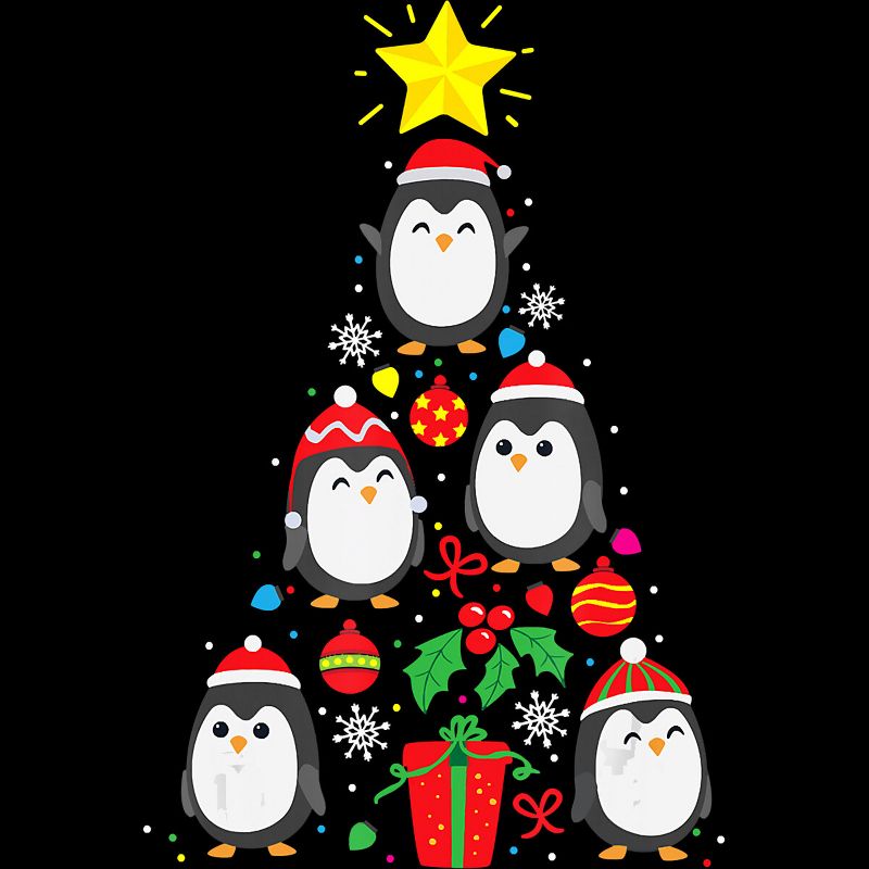 Women's Design By Humans Penguin Christmas Tree By NekoShop Racerback Tank Top, 2 of 4