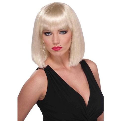 Glam Wig Adult Blonde Short Blunt Hair with Fringe