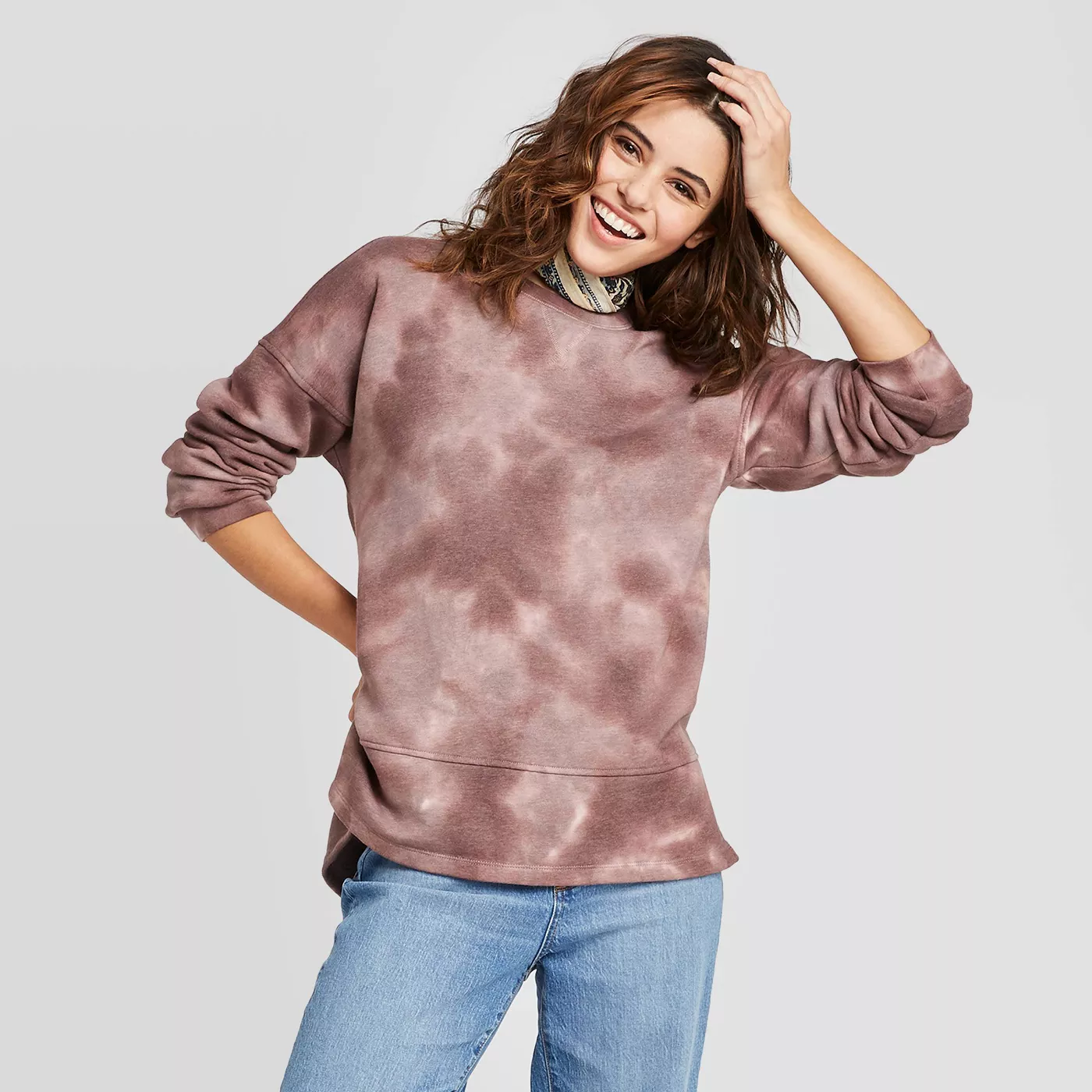 Women's Crewneck Fleece Tunic Sweatshirt - Universal ThreadÃ¢ÂÂ¢ Purple - image 1 of 9