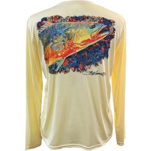 BeAFish Performance Fishing Shirt, Sun Protection and Moisture Wicking Technology, UPF 25 - Yellow Speckled Trout - 1 of 4