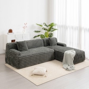 Whisen 110" Cloud Sectional Sofa Upholstered Couch Free-combined Sofa for Living Room - 1 of 4
