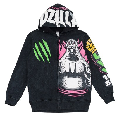 Godzilla Adult Fleece Vintage Wash Matching Family Zip Up Hoodie