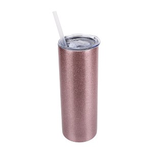 Elanze Designs 20 oz Glitter Stainless Steel Insulated Travel Tumbler With Sliding Lid For Iced or Hot Beverage, Bubblegum Pink - 1 of 4