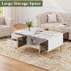 Modern Rectangular Coffee Table with Storage of Drawers & Doors, Faux Marble Design Living Room Table, Adjustable Metal Legs - 3 of 4