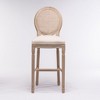 Gulches French Country Wooden Barstools Set of 2 Beige & Natural Rattan Back Upholstered Seating for Coffee Shop Bar Bistro - 3 of 4