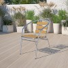 Emma and Oliver 4 Pack Commercial Aluminum Indoor-Outdoor Stack Chair - Triple Slat Faux Teak Back - 2 of 4