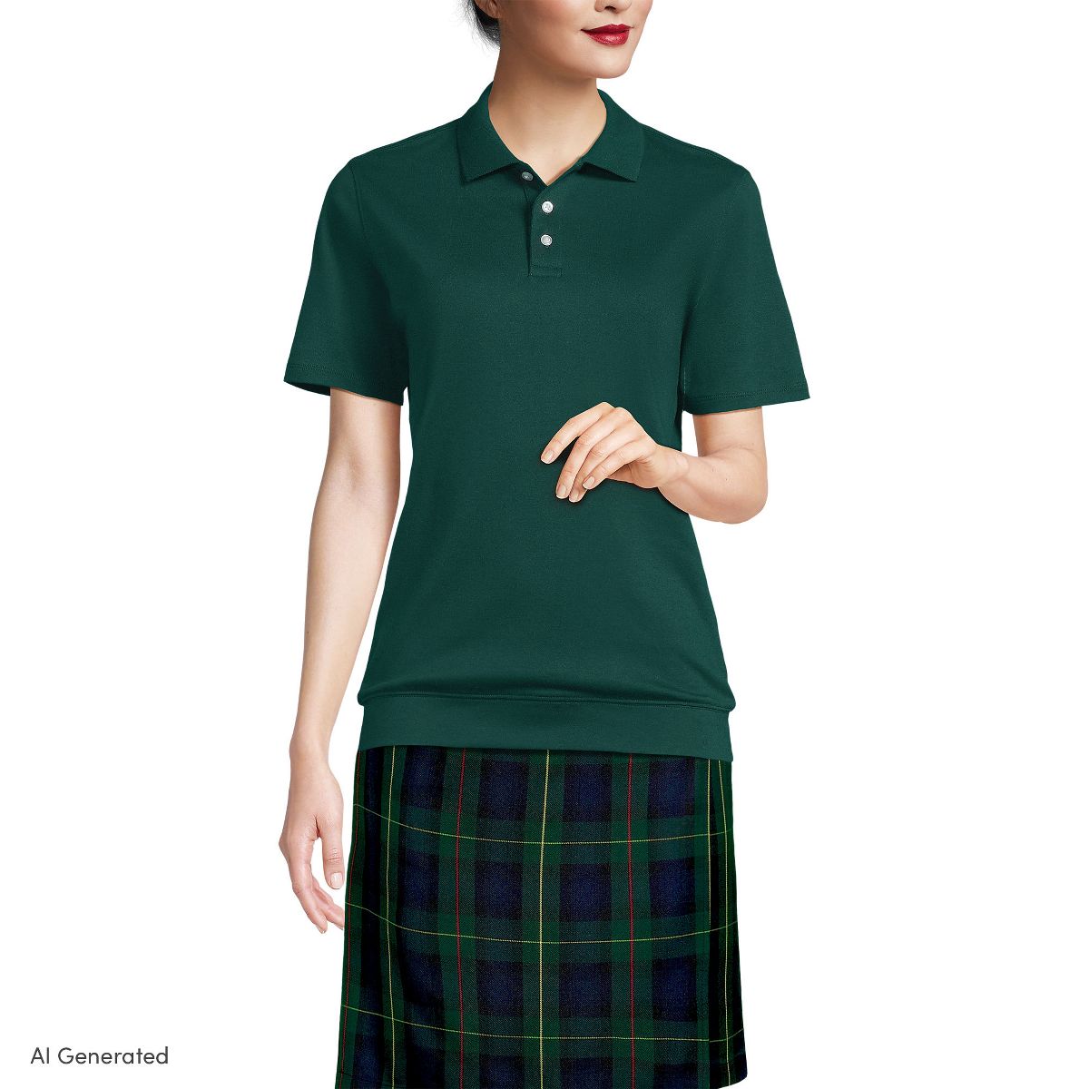 Lands' End Women's Short Sleeve Banded Bottom Polo Shirt - thumbnail 4