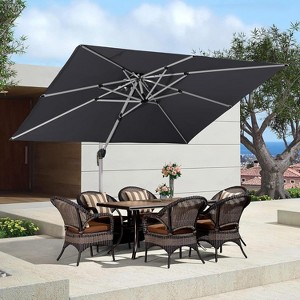 PURPLE LEAF 9' X 11' Patio Umbrella Outdoor Rectangle Umbrella Silvery Cantilever Outdoor Umbrella for Garden Deck Pool Patio - 1 of 4