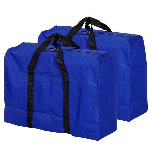 Unique Bargains Capacity Foldable Heavy Moving Tote Bags with Zippers for Bedding Clothes 2 Pcs Blue 40L