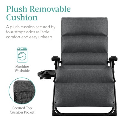 Oversized Fossil Gray Zero Gravity Lounger with Cushions and Arms