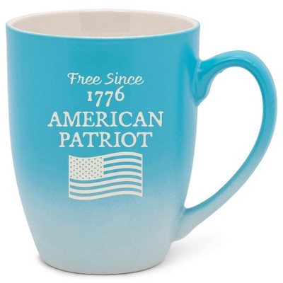 100 North United States of America 10 Ounce Blue and White Two Toned Ombre, Comfortably Fits Your Hands, Ceramic Tea Coffee Cup Mug, Free Since 1776
