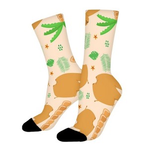 Camel And Palm Tree Women Printed Crew Socks Funny Funky Socks Soft Polyester Novelty Gifts for Artists Men - 1 of 1