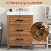 24'' Freestanding Bathroom Vanity With 3 Storage Drawers Single Sink Natural Color Bathroom Storage Cabinet For Home Decoration - 4 of 4