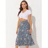 INSPIRE CHIC Women's Chiffon Elastic Waist Ruffle Tiered Flowy Midi Floral Printed Skirts - 3 of 4
