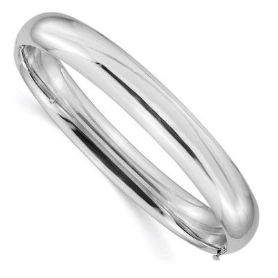 Black Bow Jewelry 10mm 14k White Gold High Polished Domed Hinged Bangle Bracelet