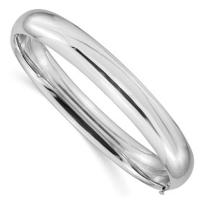 Black Bow Jewelry 10mm 14k White Gold High Polished Domed Hinged Bangle Bracelet - 1 of 4