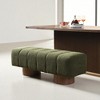Upholstered Dining Bench with Boucle Fabric, No-Assembly Entryway or Bedroom Bench, 50" Long with Wood Legs, Accent Ottoman for Dining Room - 2 of 4