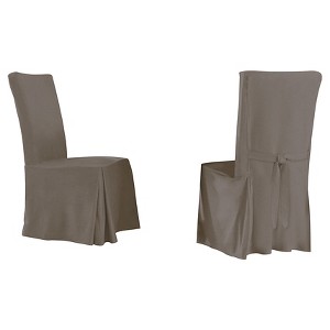 Gray Relaxed Fit Smooth Suede Furniture Dining Chair Slipcover - Serta, Gray Long