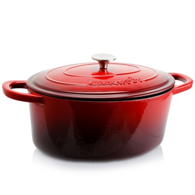 CAST IRON World Market Red Enamel Dutch Oven Large 12” x 7” Oval Pot & Lid
