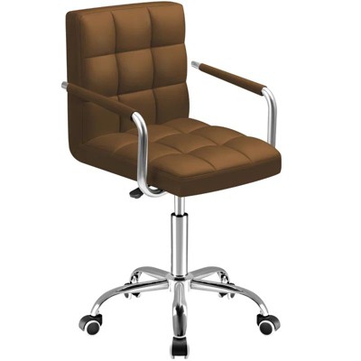 LACOO Faux Leather Office Desk Stool Swivel Chair with Armrest