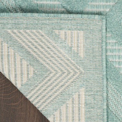 Aqua Teal Diamond 5' x 7' Easy-Care Synthetic Outdoor Rug