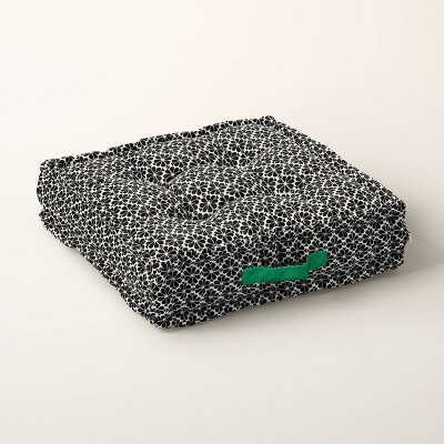 Image of Spade Floral Indoor/Outdoor Floor Cushion Black/Cream - kate spade new york x Target