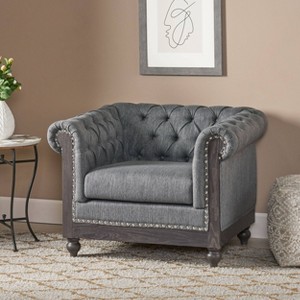 Castalia Chesterfield Tufted Fabric Club Chair with Nailhead Trim - Christopher Knight Home - 1 of 4
