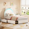 Twin Size Bed Frame with 4 Storage Drawers & LED Lights, Upholstered Platform Bed with Headboard for Kids, Wood Slats Support, No Box Spring Needed - 3 of 4
