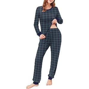 Ekouaer Womens Pajamas Sets Long Sleeve Tops with Jogger Pants Soft Pjs Lounge Set Outfits with Pockets - 1 of 4