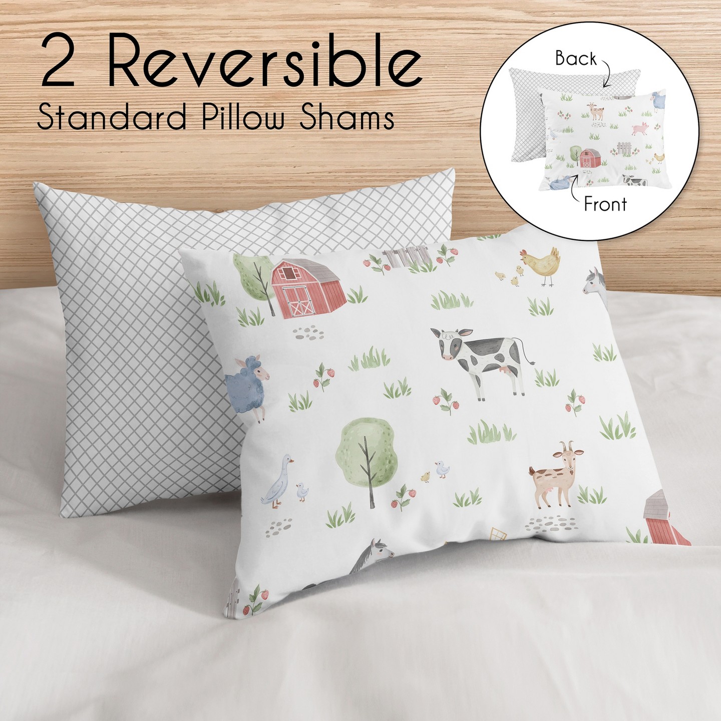 Постельное бельё Sweet Jojo Designs Full/Queen Comforter Bedding Set Farm Animals Multicolor 3 pc, цвет: Разноцветный — фото 5