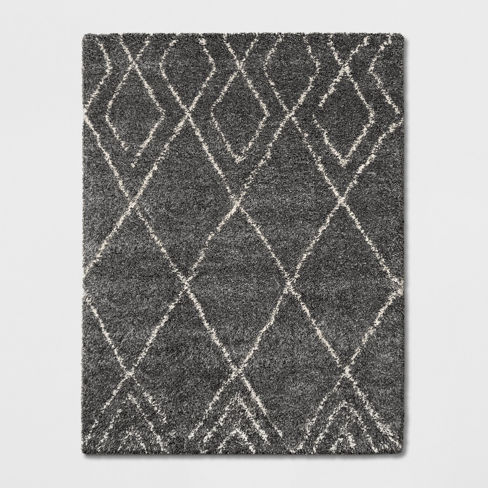 9'x12' Diamond Patterned Shag Woven Area Rug Gray - Project 62™