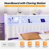 Karl Home Twin Full Queen King Size Headboard, Adjustable Upholstered Headboard with 2 Tier Shelves and Pegboard with Charging Stations and LED Lights - 2 of 4