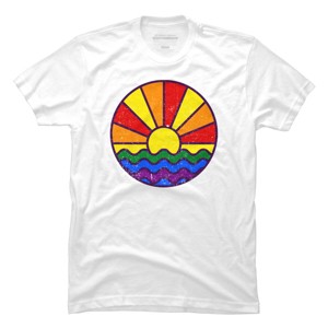 Design By Humans Summer LGBTQIA+ Pride Sunset Ocean By krobilad T-Shirt - 1 of 2