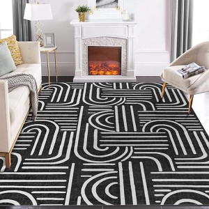 Modern Area Rug for Living Room, Vintage Low Pile Floor Rug with Non Slip Backing, Washable Stain Resistant Carpet for Dorm Office - 1 of 4