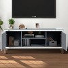 59'' Silver Mirrored TV Stand, TV Console Table with Open Shelf and 2 Storage Cabinets, Sparkling Mirror Doors – Cuddlewood - 2 of 4