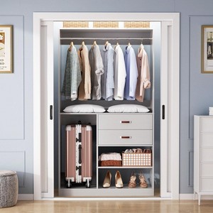 Aheaplus 40'' Freestanding Closet Organizer System with Hanging Rods, Drawers, Storage Shelves - 1 of 4