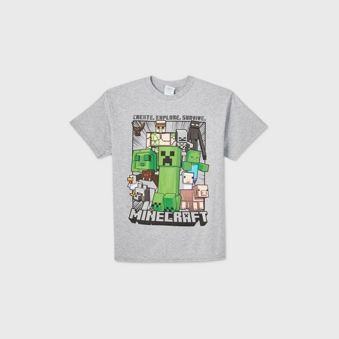 Boys Minecraft Short Sleeve Graphic T Shirt Gray Target