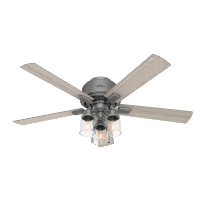 Hunter Fan 52" Hartland Low Profile Ceiling Fan with LED Light Kit and Pull Chain Matte Silver