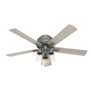 Hunter Fan 52" Hartland Low Profile Ceiling Fan with LED Light Kit and Pull Chain Matte Silver - 1 of 4
