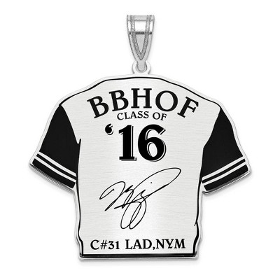 Black Bow Jewelry Sterling Silver Mike Piazza Signature Enamel Jersey Pendant